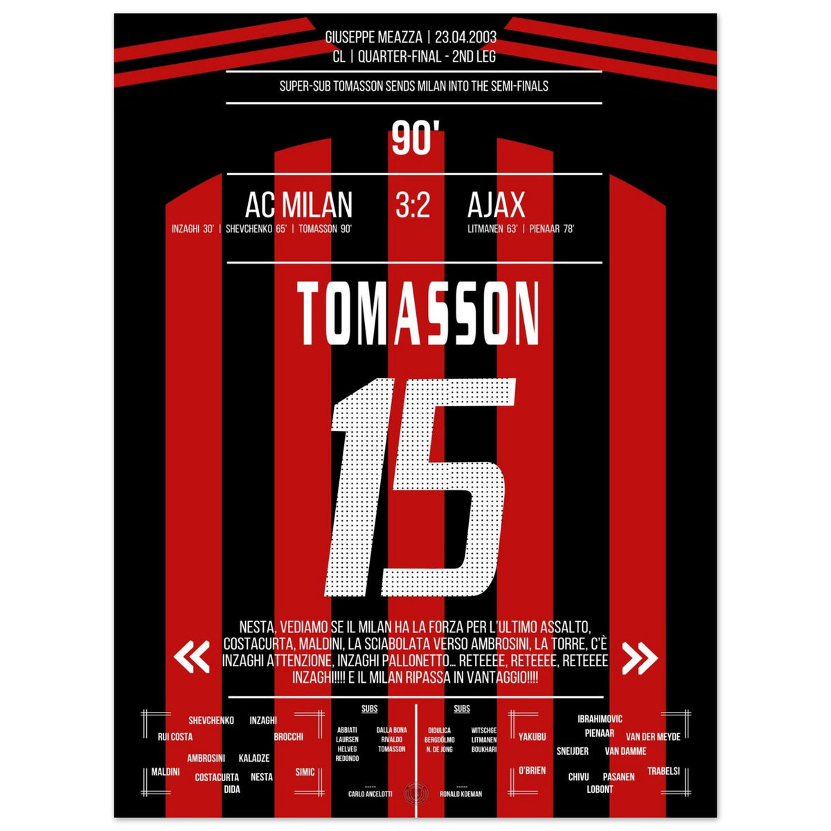 Tomasson's late winner against Ajax in the CL quarter-final 2003