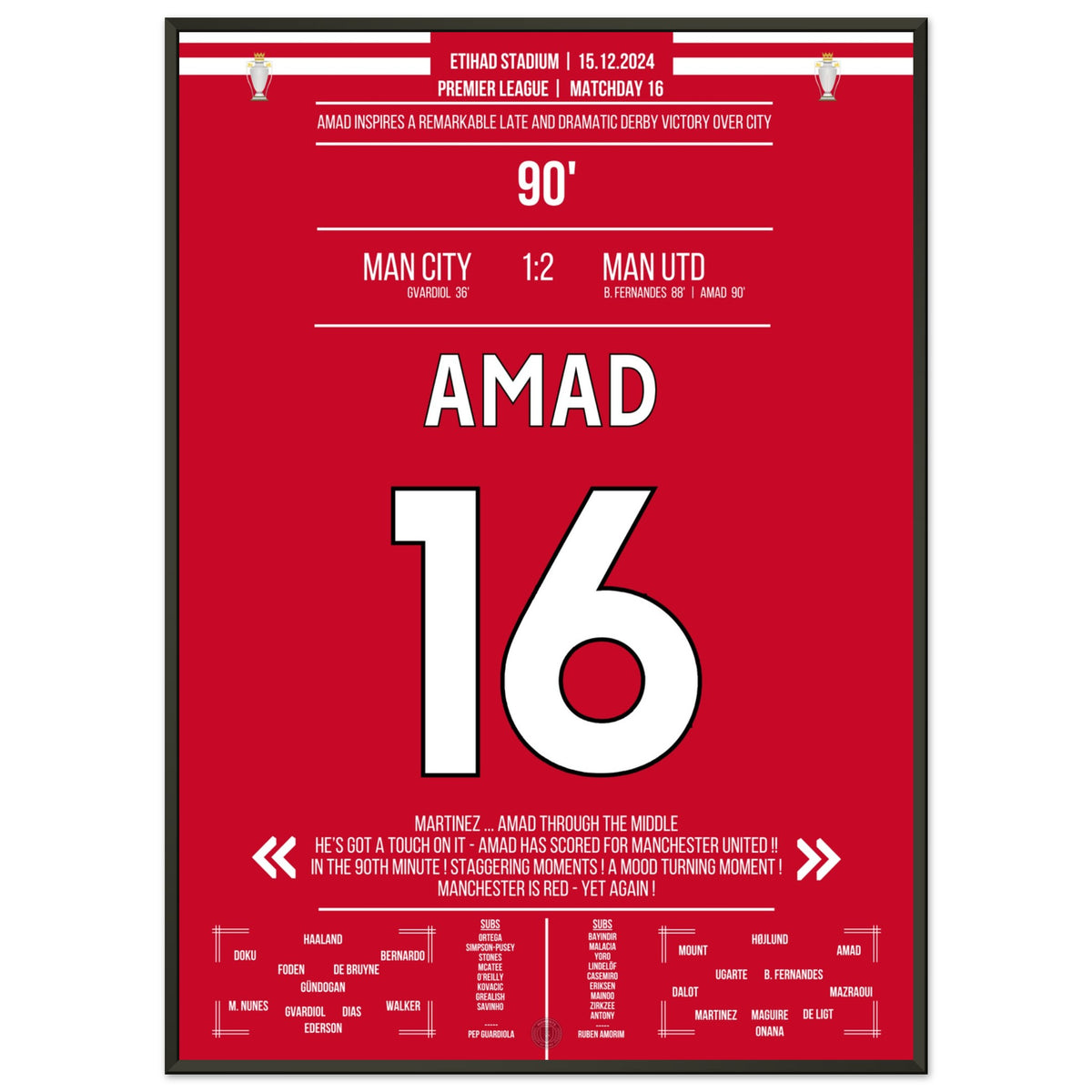 Amad fires the Red Devil's to a late comeback derby win at the Etihad