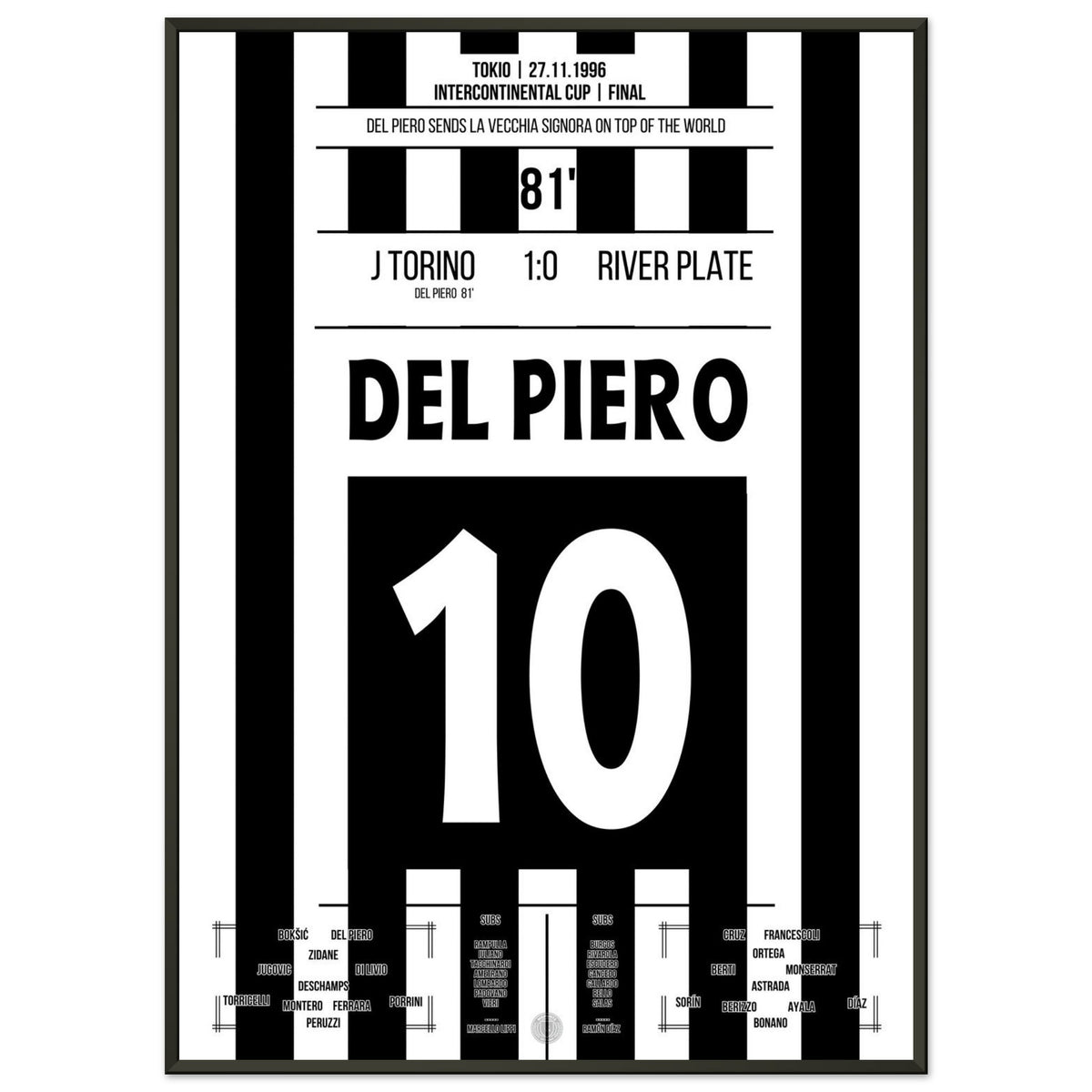 Del Piero scores and fires the Bianconeri to the top of the world in 1996