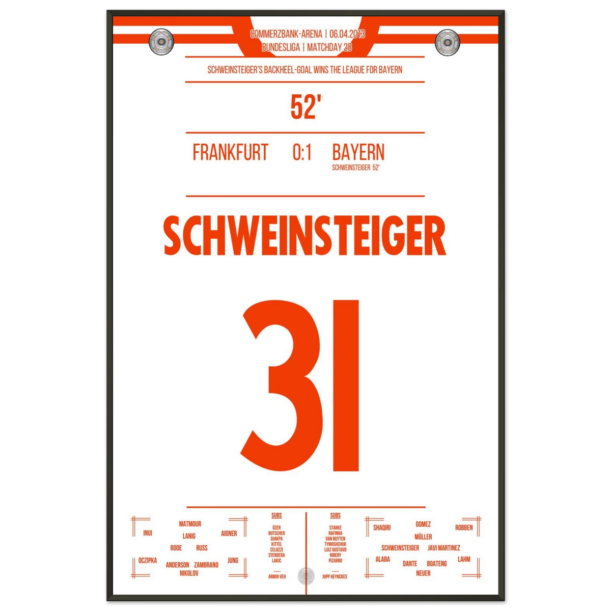 Schweinsteiger's back-heel goal leads Bayern to the title