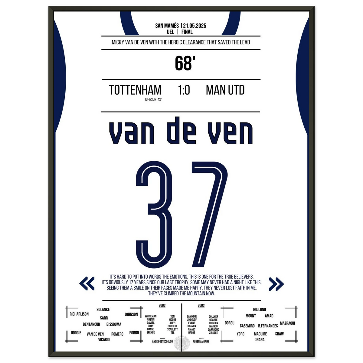 Van de Ven's heroic goal-line clearance in the final against Man Utd
