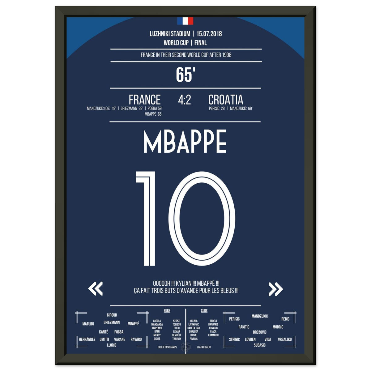 Superstar Mbappé with the decisive goal in the 2018 WM Final against Croatia