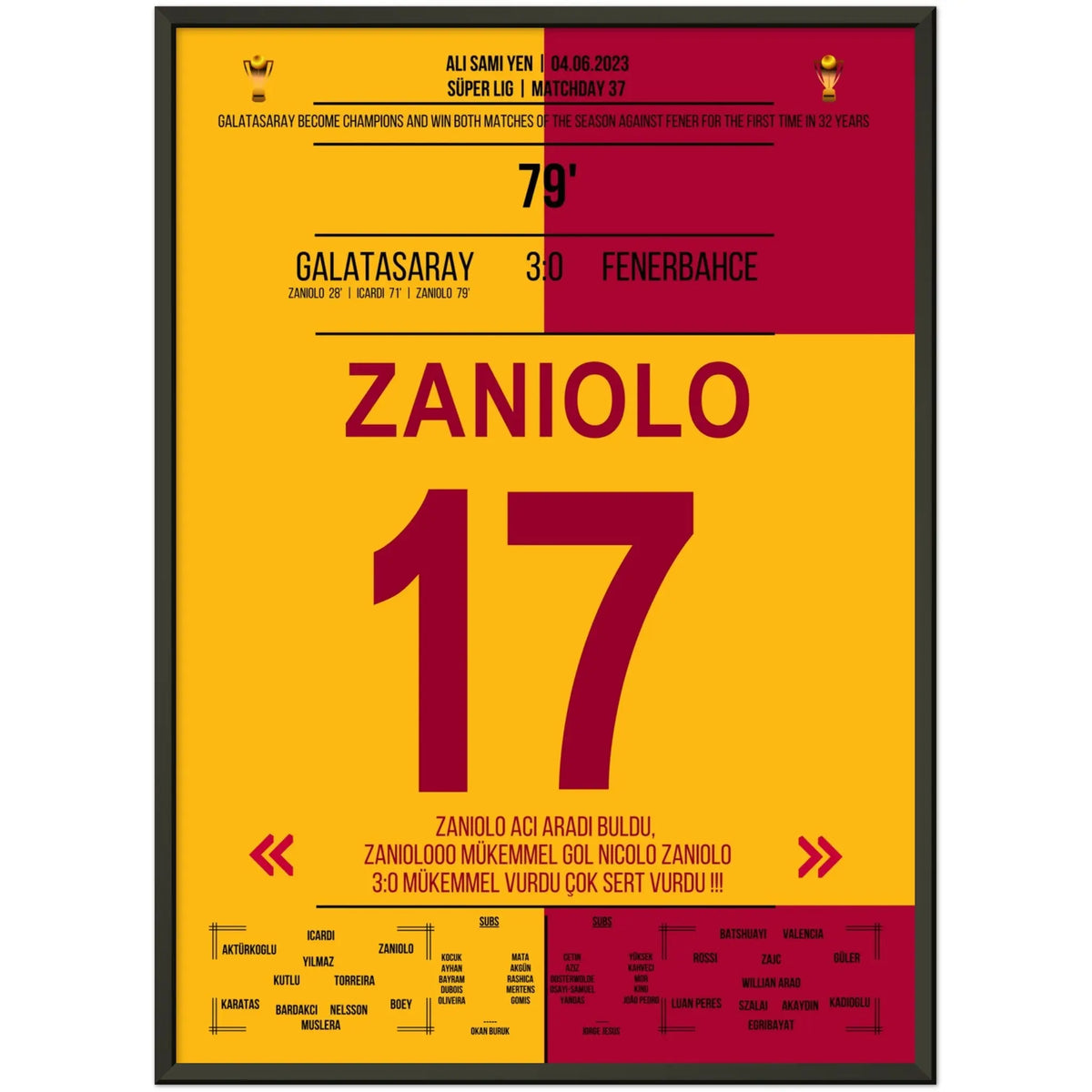 Galatasaray Celebrate the Title with Second Derby Win Against Fenerbahce 2023