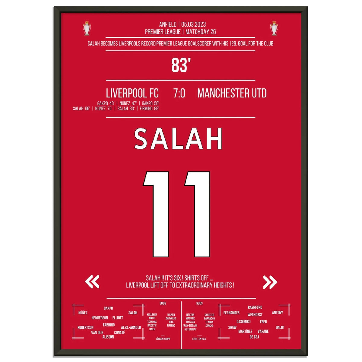 Liverpool Thrash ManU - Salah with Record Goal
