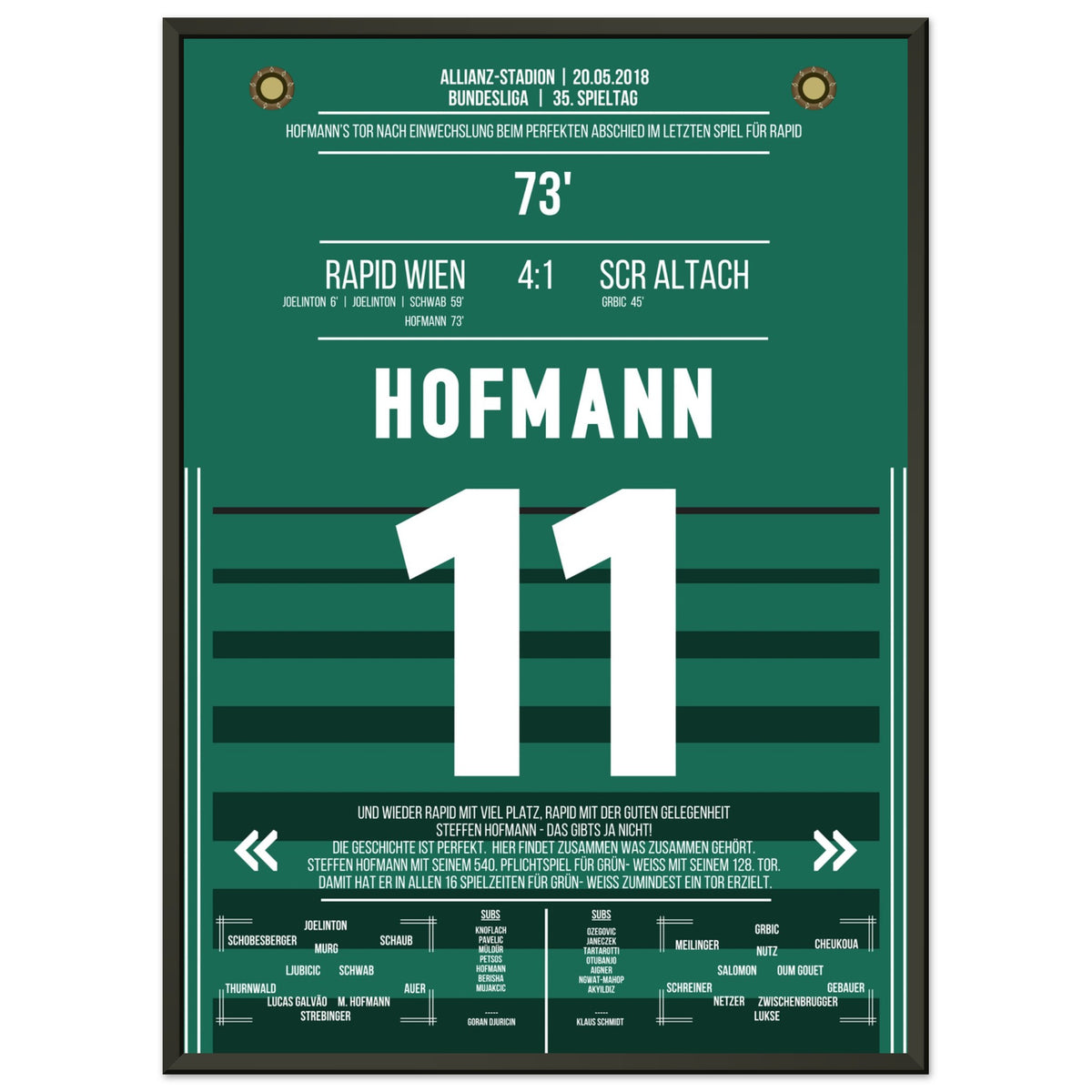 Hofmann's perfect farewell in his last match for Rapid