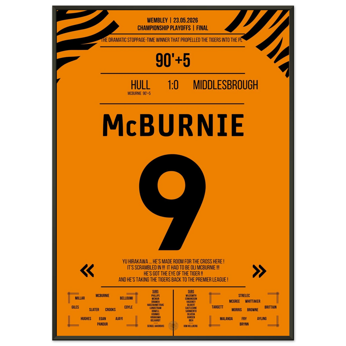 McBurnie's Last-Minute Goal Leads the Tigers Back to the Premier League