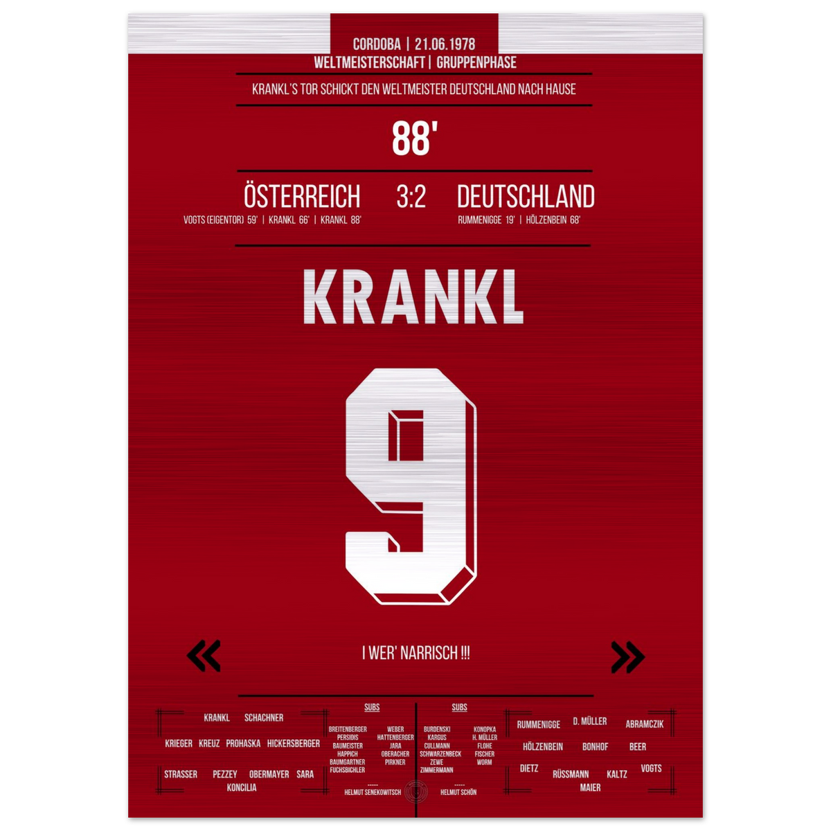 The Miracle of Cordoba - Krankl sends Germany home – Metal Edition