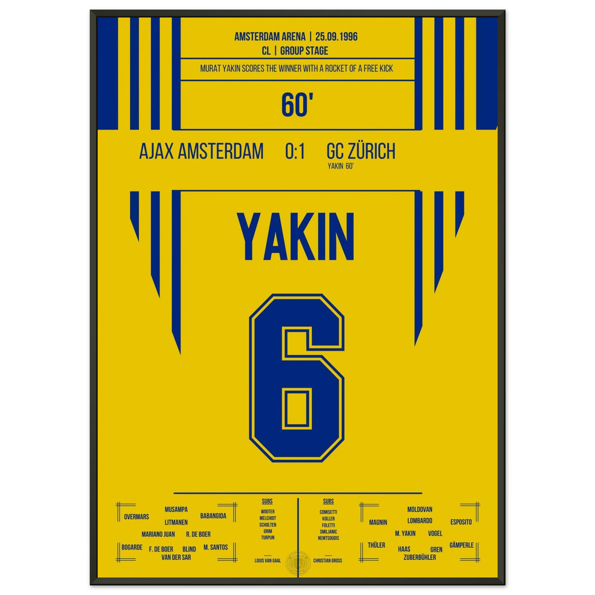 Yakin's free-kick rocket secures victory at Ajax in 1996