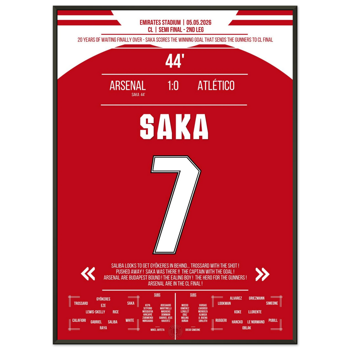 Starboy Saka leads Arsenal back into a CL final after 20 years
