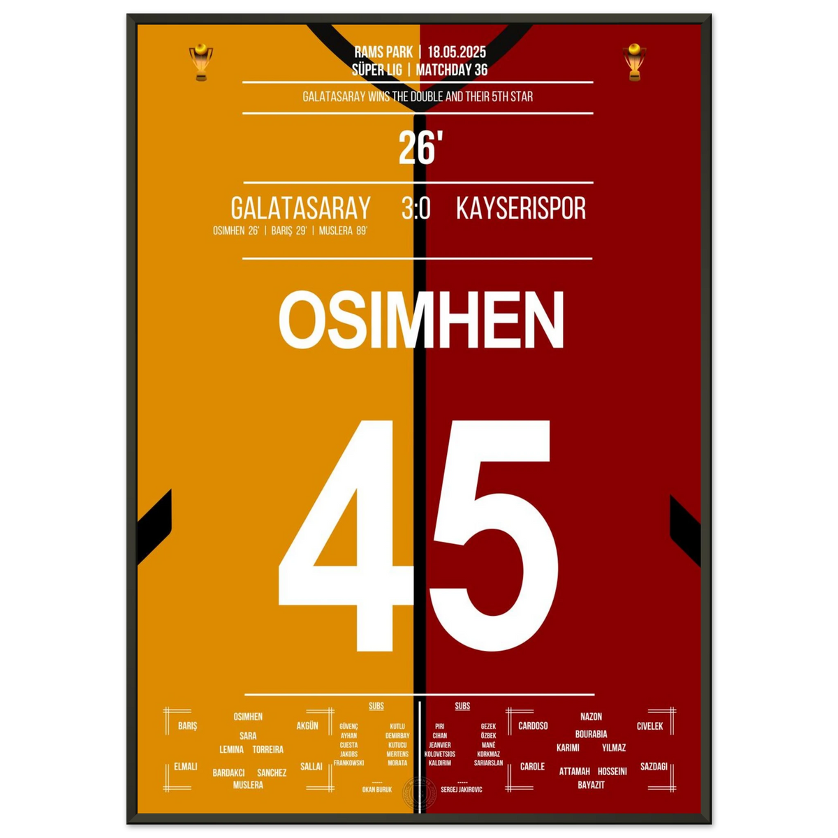 Osimhen scores and Galatasaray claim their fifth star
