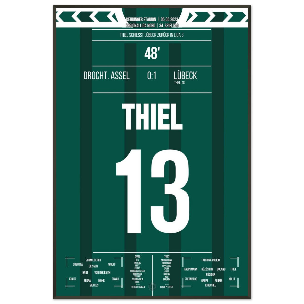 Thiel trifft und Lübeck kehrt zurück in Liga 3