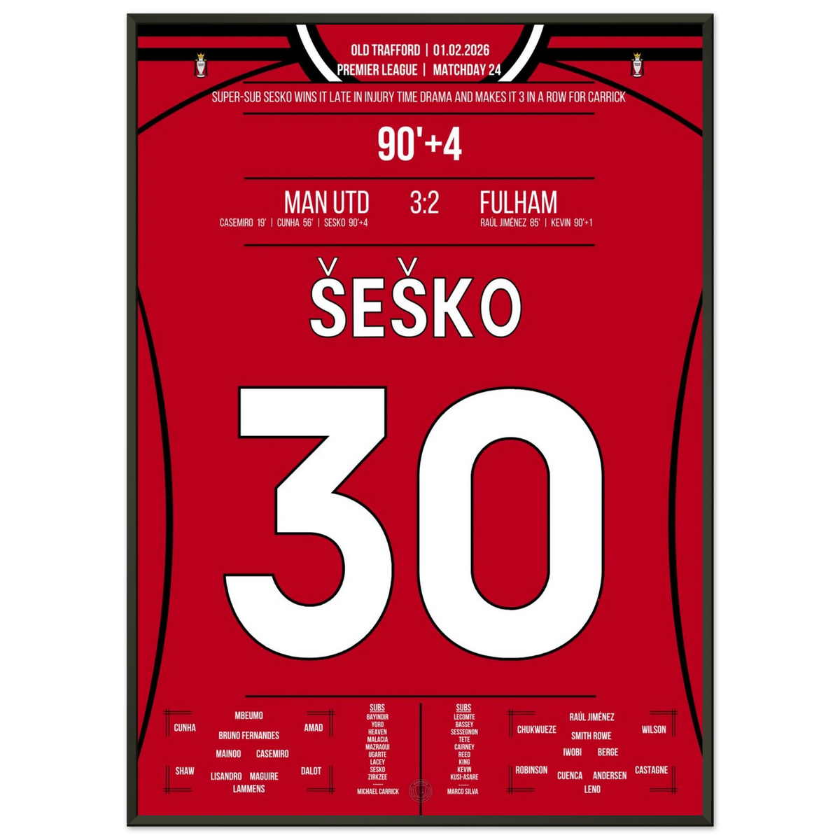 Sesko saves United's victory in a crazy stoppage time against Fulham