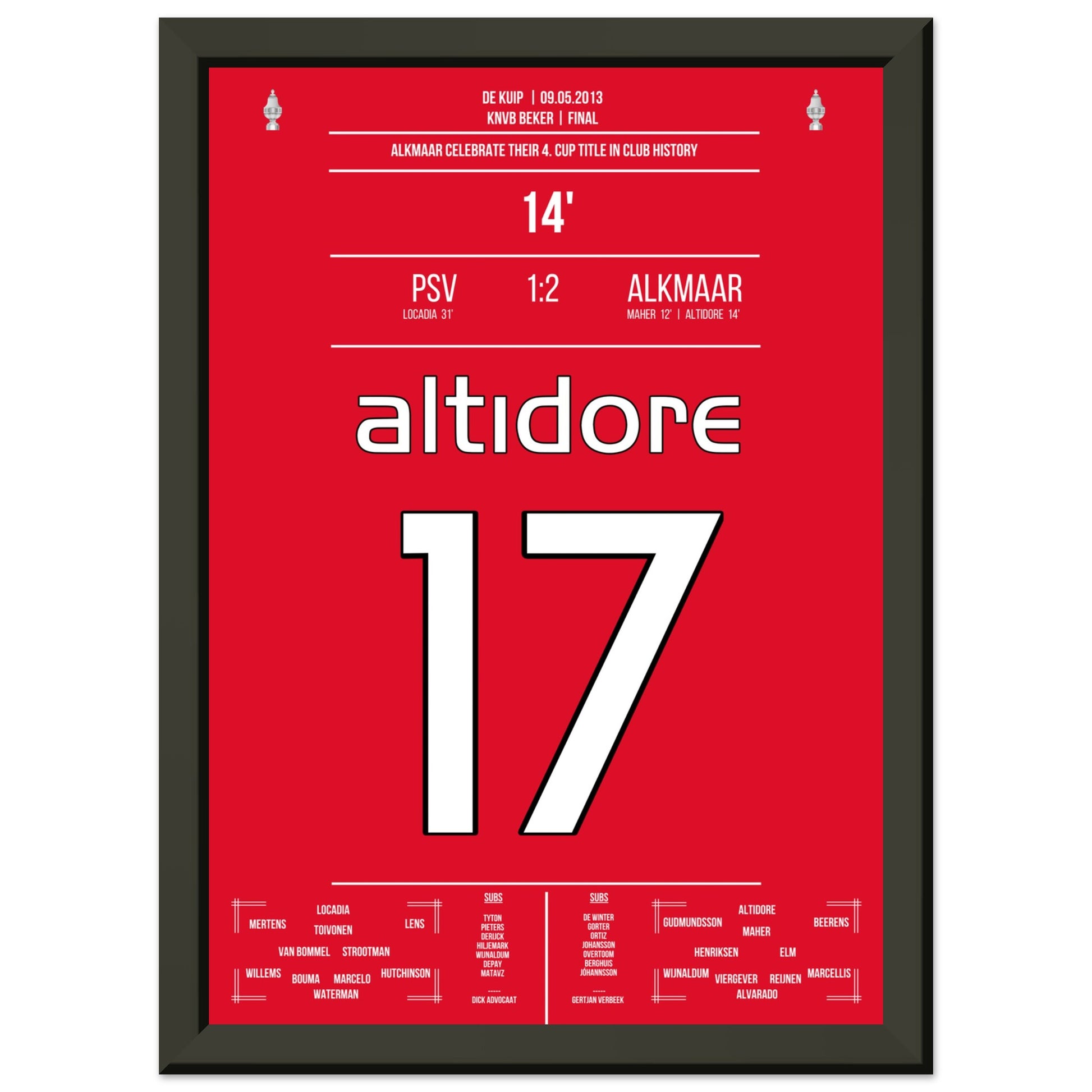 Alkmaar gewinnt zum vierten mal in der Vereinsgeschichte den Pokal A4-21x29.7-cm-8x12-Schwarzer-Aluminiumrahmen