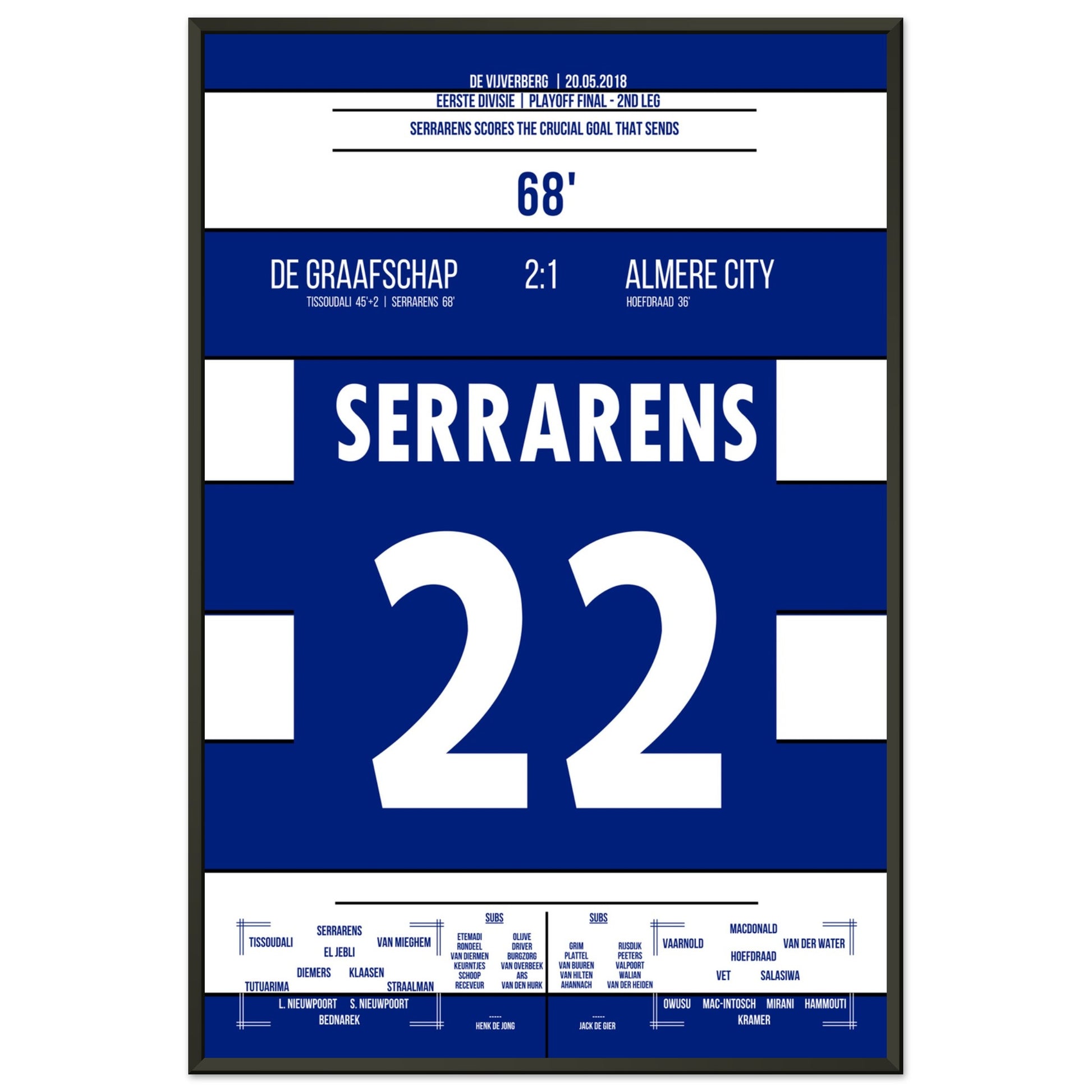 De Graafschap schafft den Aufstieg in die Eredivisie 2018 60x90-cm-24x36-Schwarzer-Aluminiumrahmen