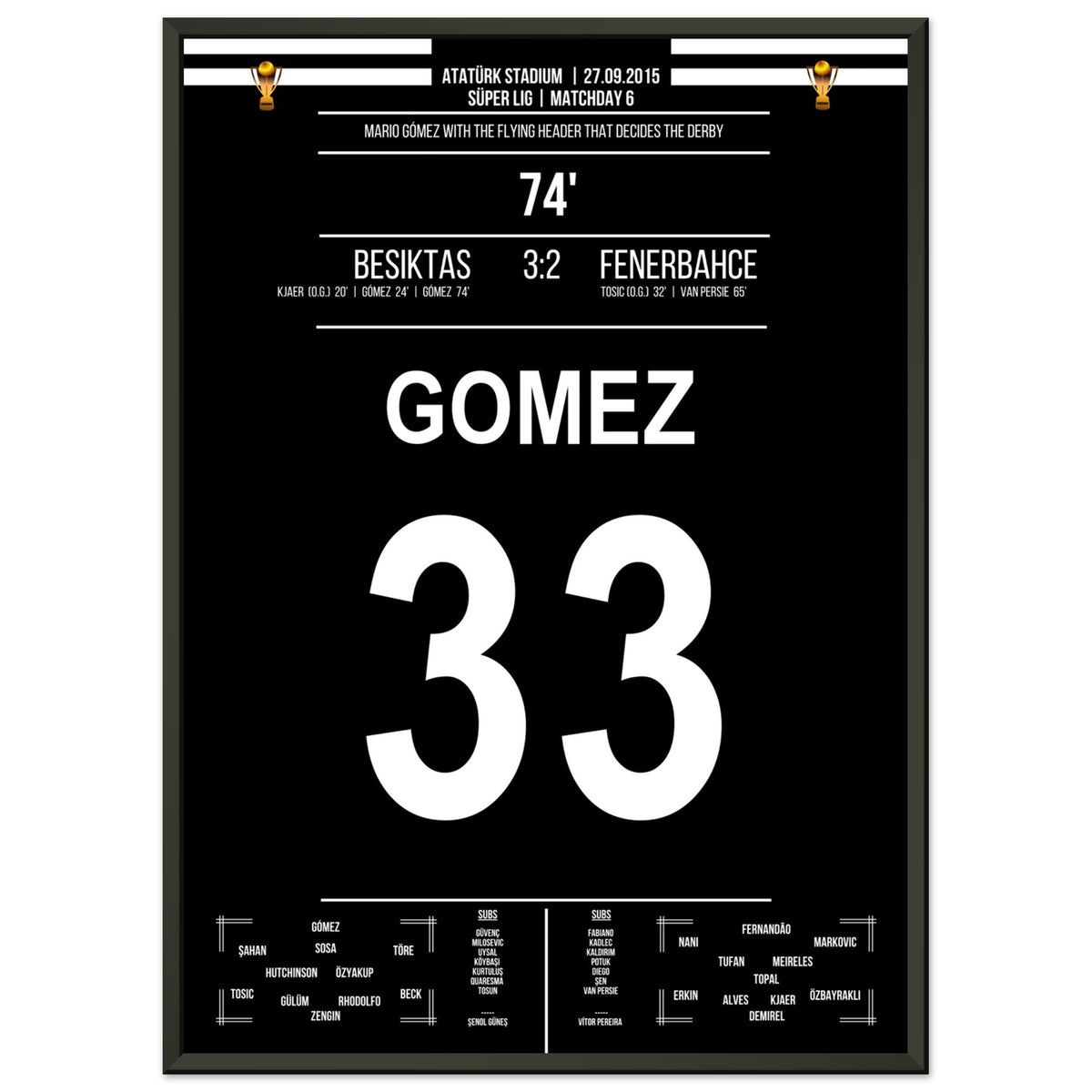Mario Gomez's diving header in the derby victory against Fenerbahce in 2015