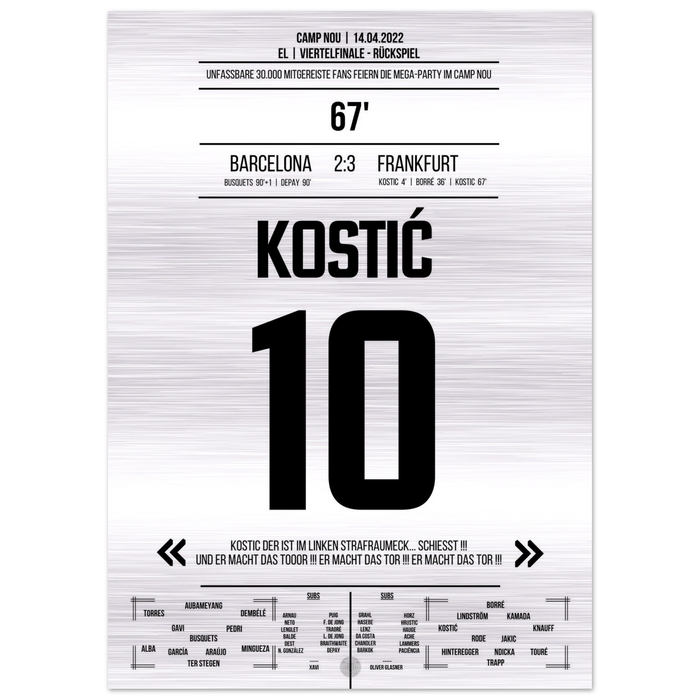 Kostic's Gala Performance at Frankfurt's Big Party in Camp Nou – Metal Edition