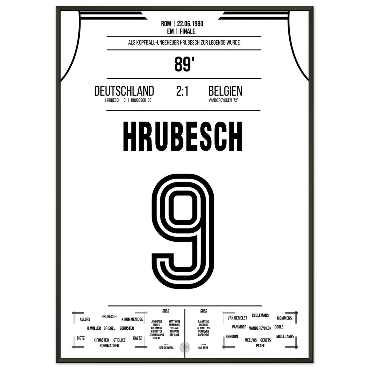 Hrubesch heads Germany to their second European Championship title.