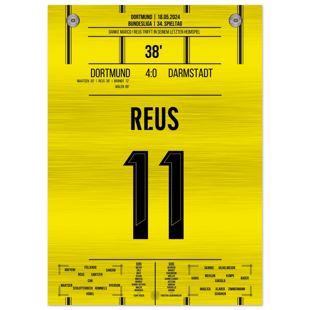 (Metal Print) Reus' Farewell Goal 2024