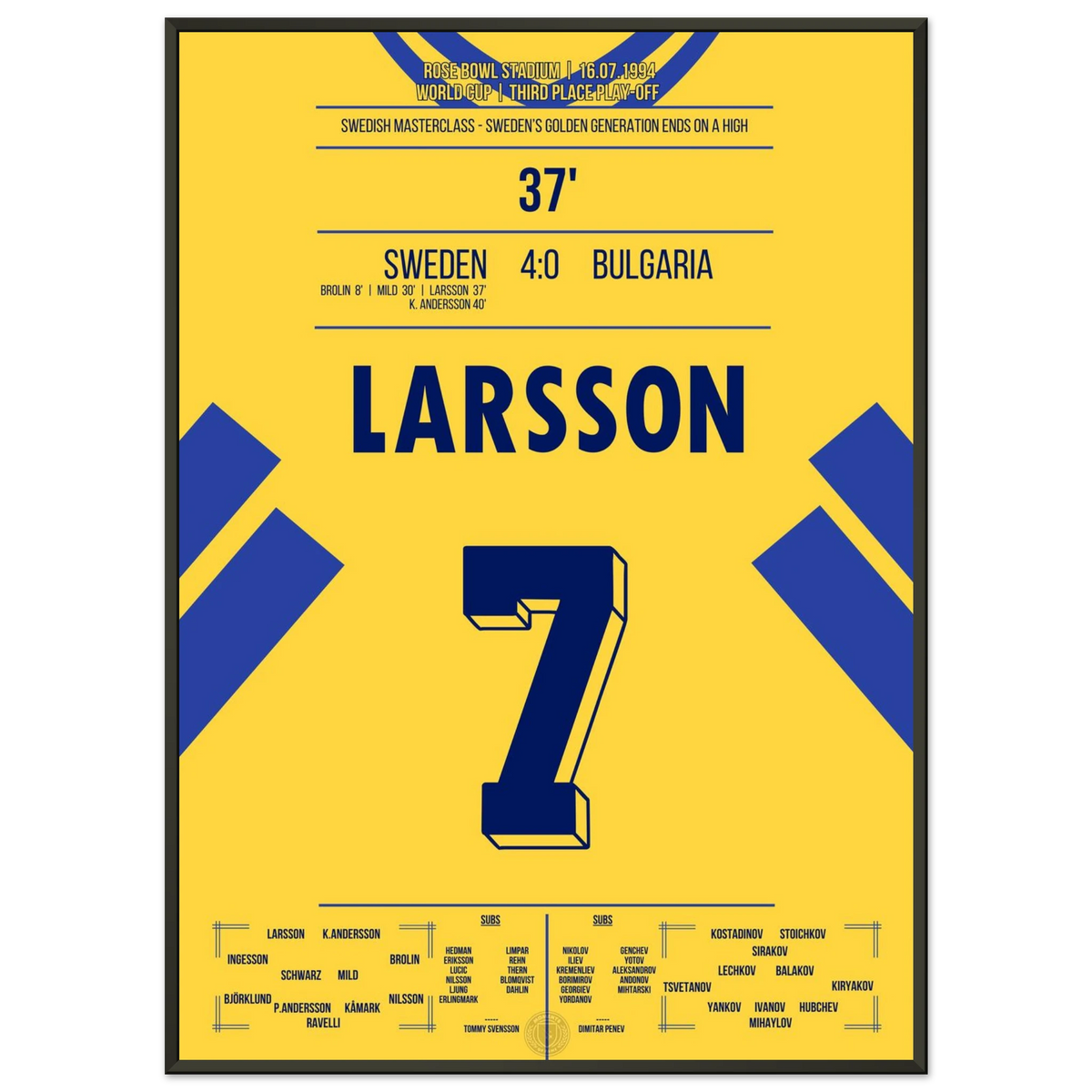 Larsson scores as Sweden secures a sensational third place at the 1994 World Cup