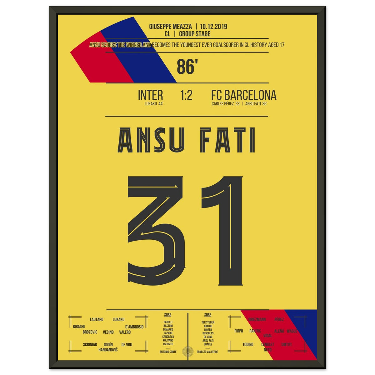 Ansu Fati becomes the youngest goal scorer in Champions League history with the winning goal.