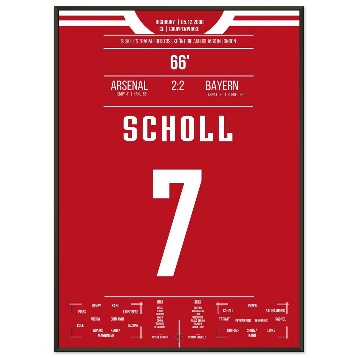 Scholl's Freistosstor mit Ausrutscher im Highbury in 2000