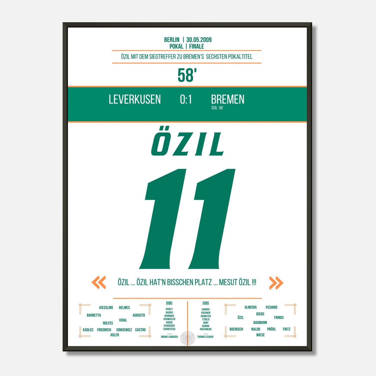 Özil's Siegtreffer bei Bremen's Pokalsieg 2009