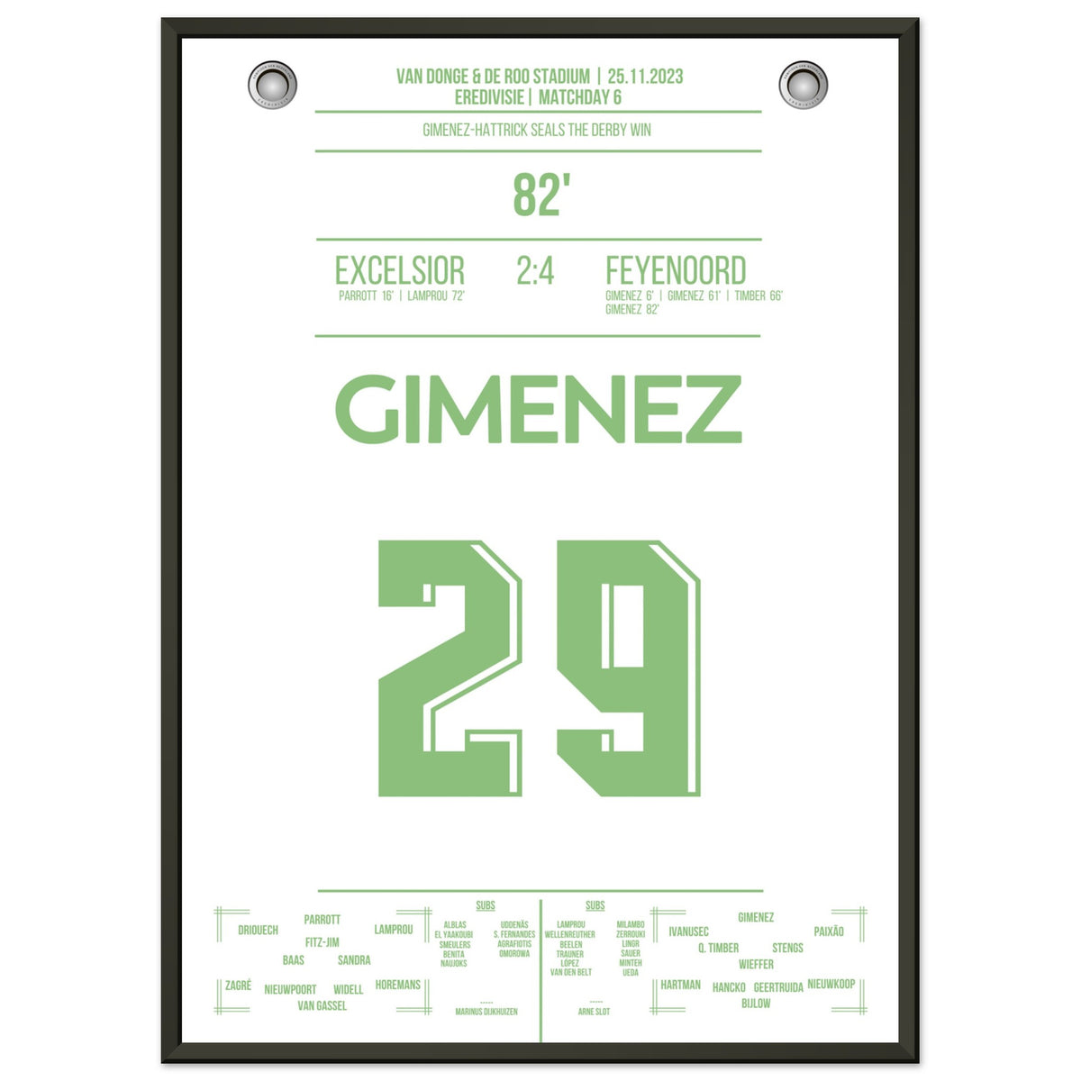 Gimenez-Hattrick beim Derby Sieg gegen Excelsior