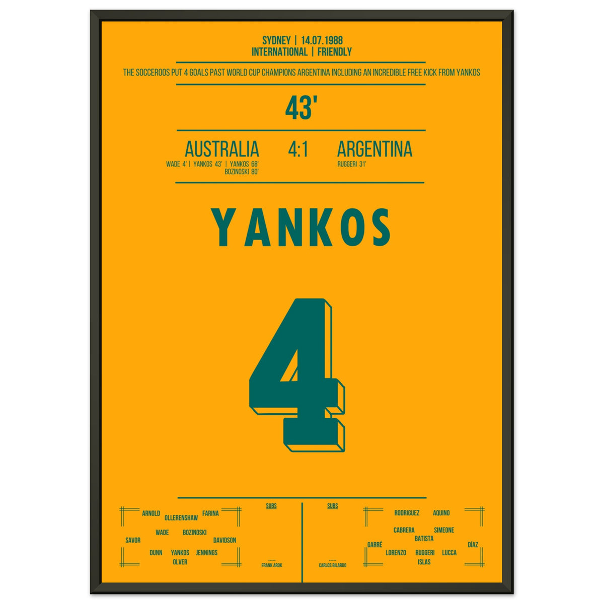 Yankos' incredible free kick goal against Argentina 1988