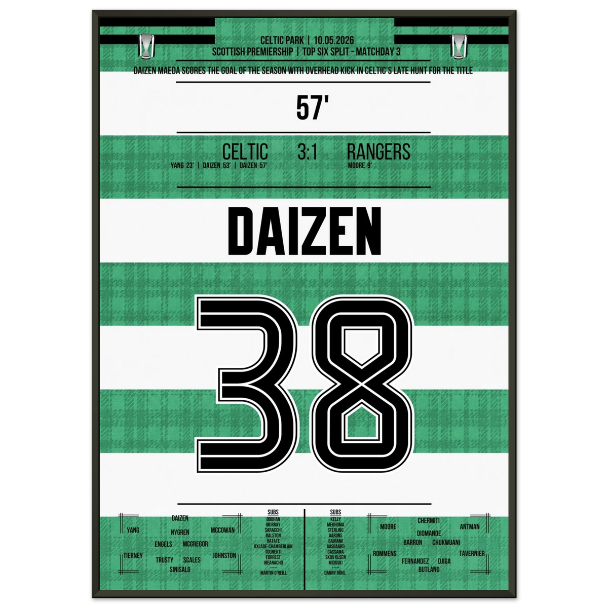 Daizen Maeda Fallrückzieher Tor im Old Firm Derby