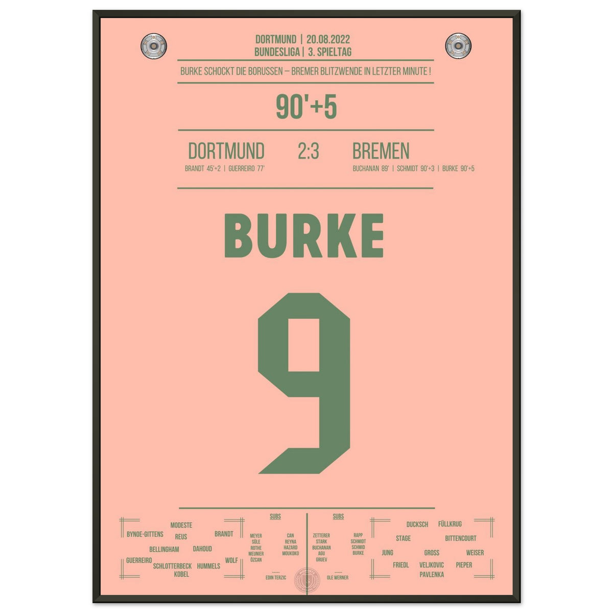 Burke krönt Bremen's irre Aufholjagd in Dortmund 2022
