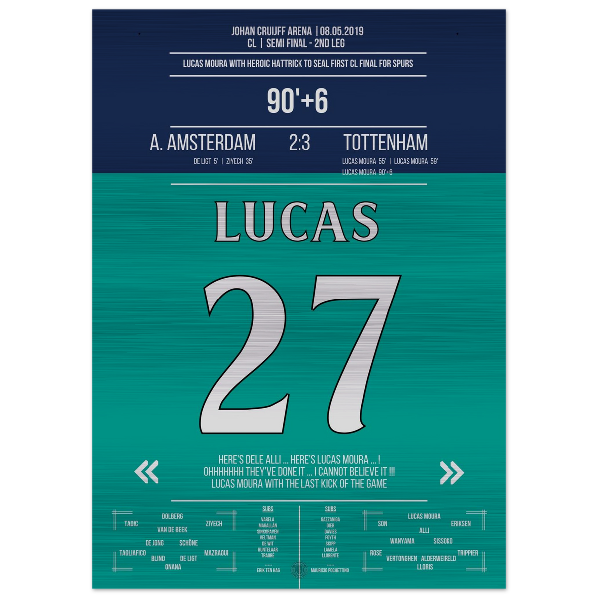(Metal Print) Lucas Moura's legendary hat-trick to the CL final