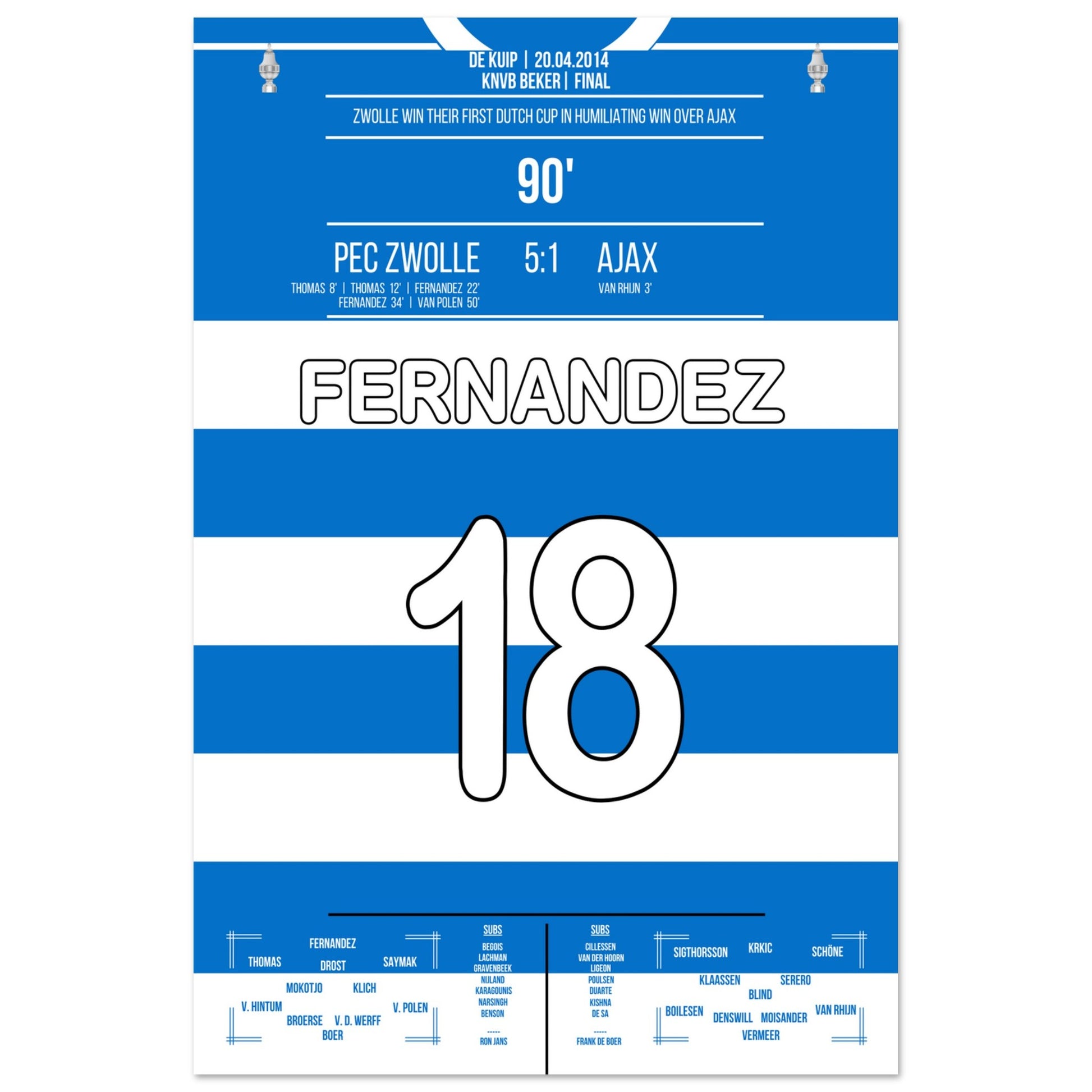 Zwolle's erster Pokalgewinn in 2014 60x90-cm-24x36-Ohne-Rahmen