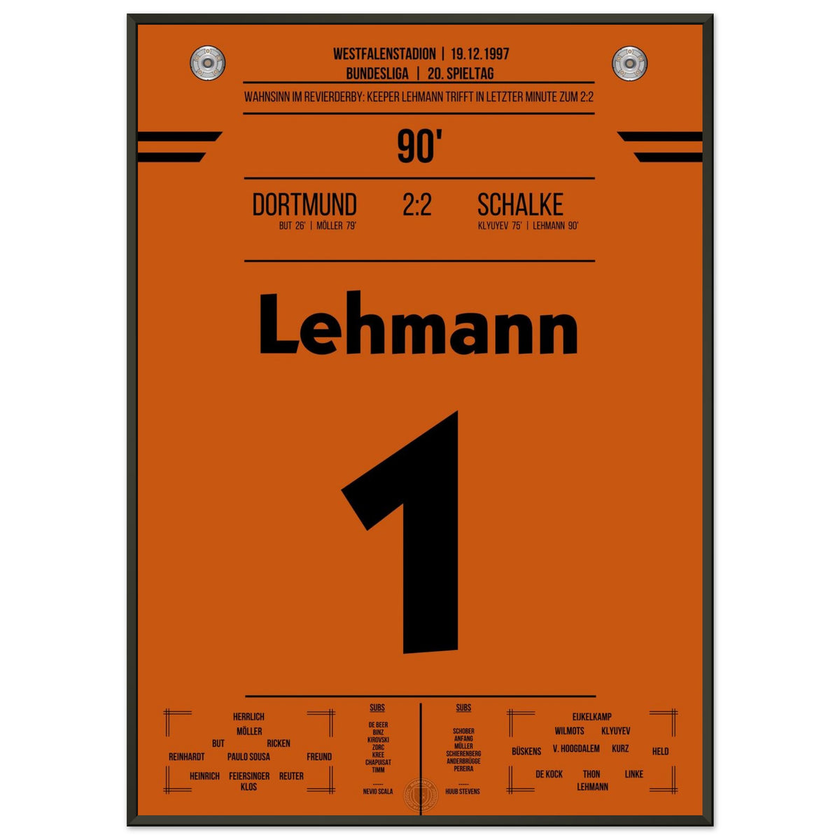 Lehmann makes Bundesliga history with last-minute equalizer in the 1997 Revierderby