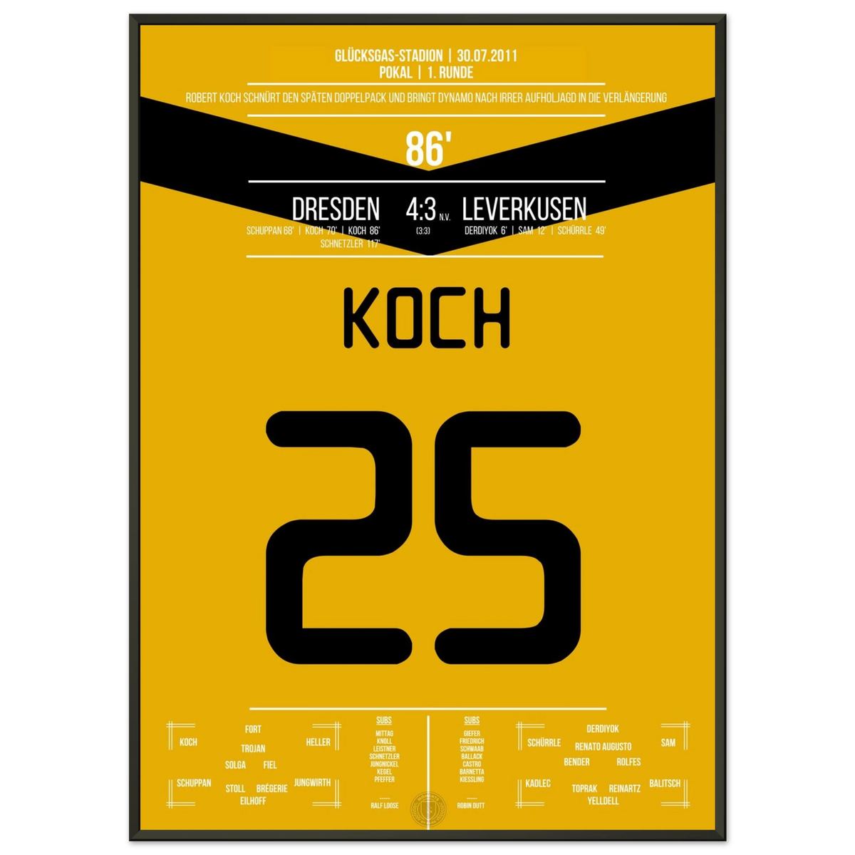 Koch scores twice and leads Dresden into overtime in legendary cup victory against Leverkusen