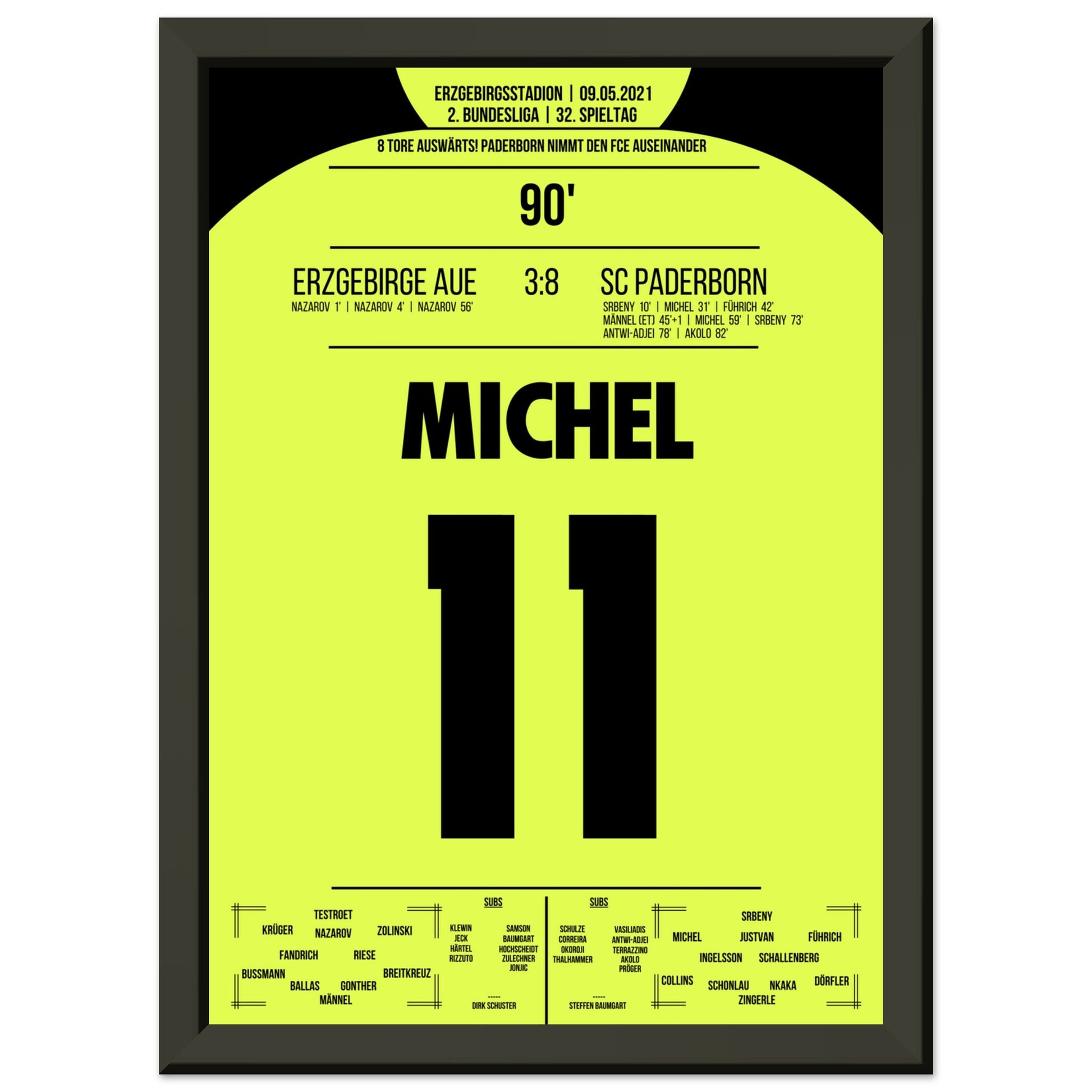 Paderborn's 8-Tore-Gala beim FCE in 2021 A4-21x29.7-cm-8x12-Schwarzer-Aluminiumrahmen