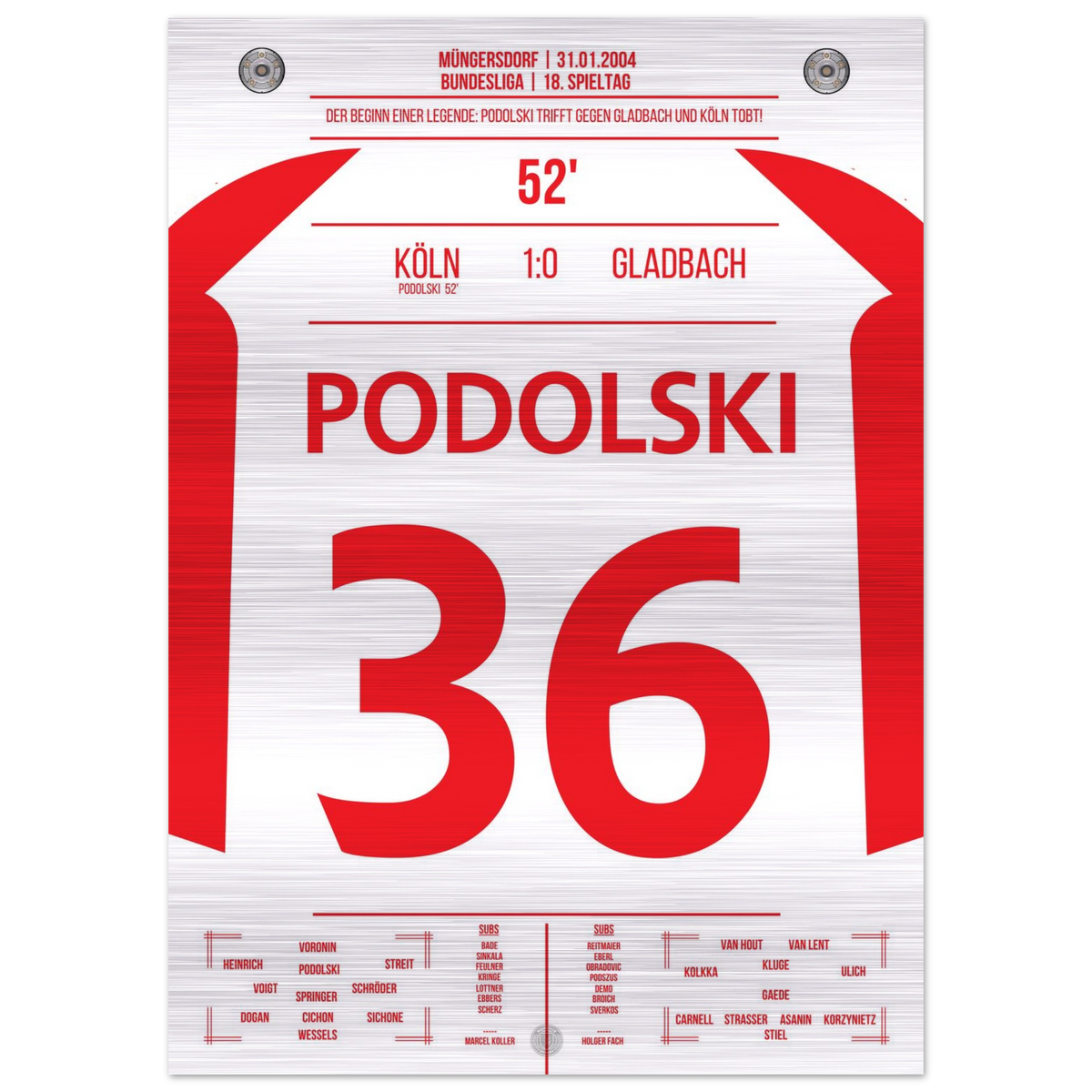 (Metal Print) Podolski der Matchwinner im Derby bei Kölns ersten Sieg gegen Gladbach nach 6 Jahren