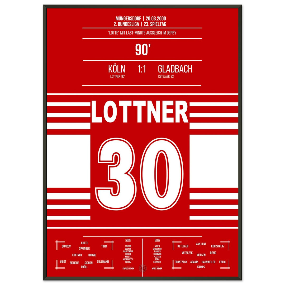 Lottner's Ausgleich in der 90. im Derby gegen Gladbach in 2000