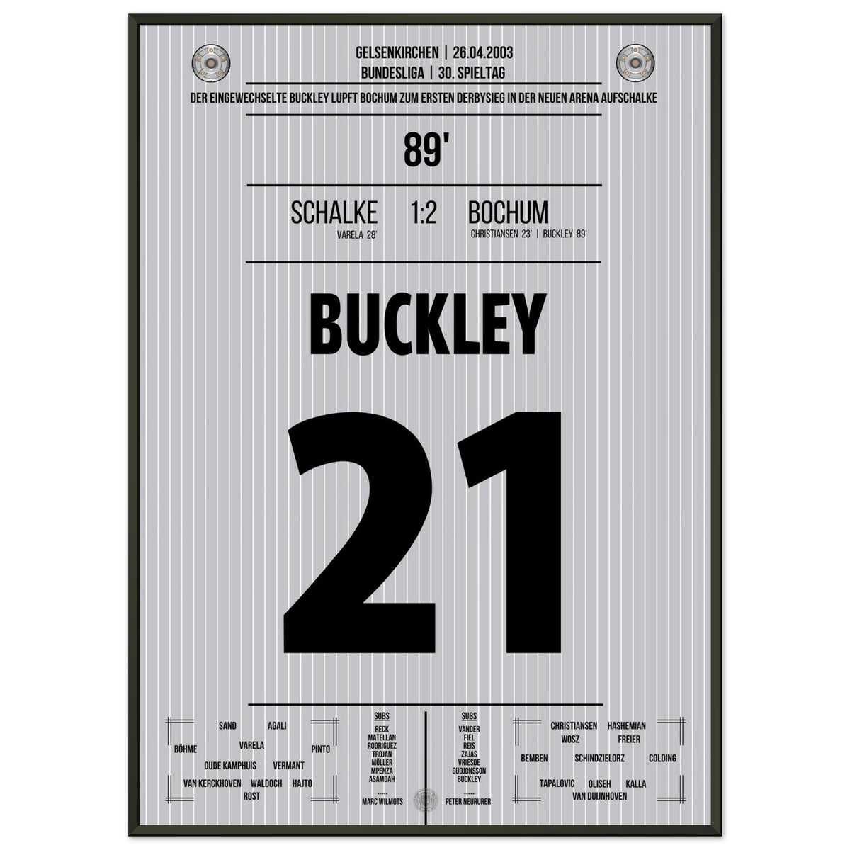 Buckley scores the VfL a late derby victory in Schalke.