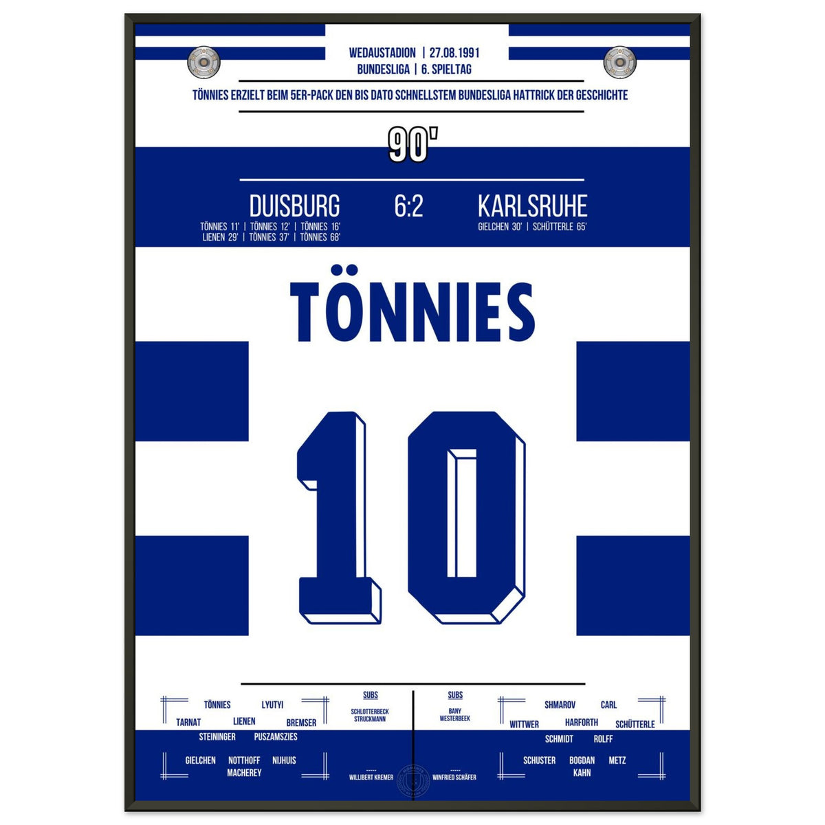 Tönnies Rekord-Hattrick bei 5-Tore Galavorstellung gegen den Karlsruhe in 1991