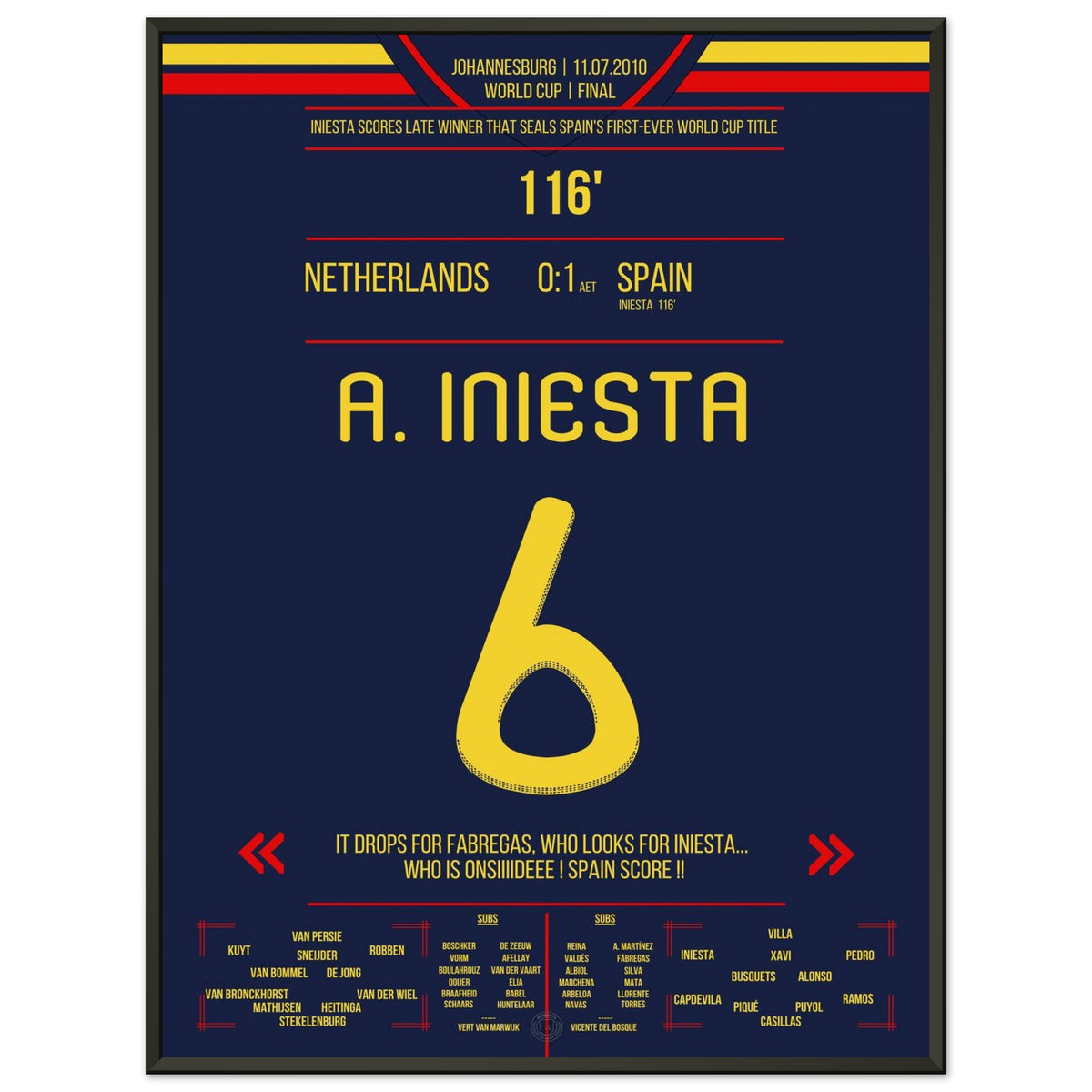 Iniesta's Tor zur Unsterblichkeit im WM Finale 2010 gegen Holland
