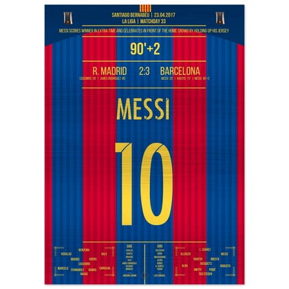 Messi's Legendary Goal with Shirt Celebration in El Clasico – Metal Edition