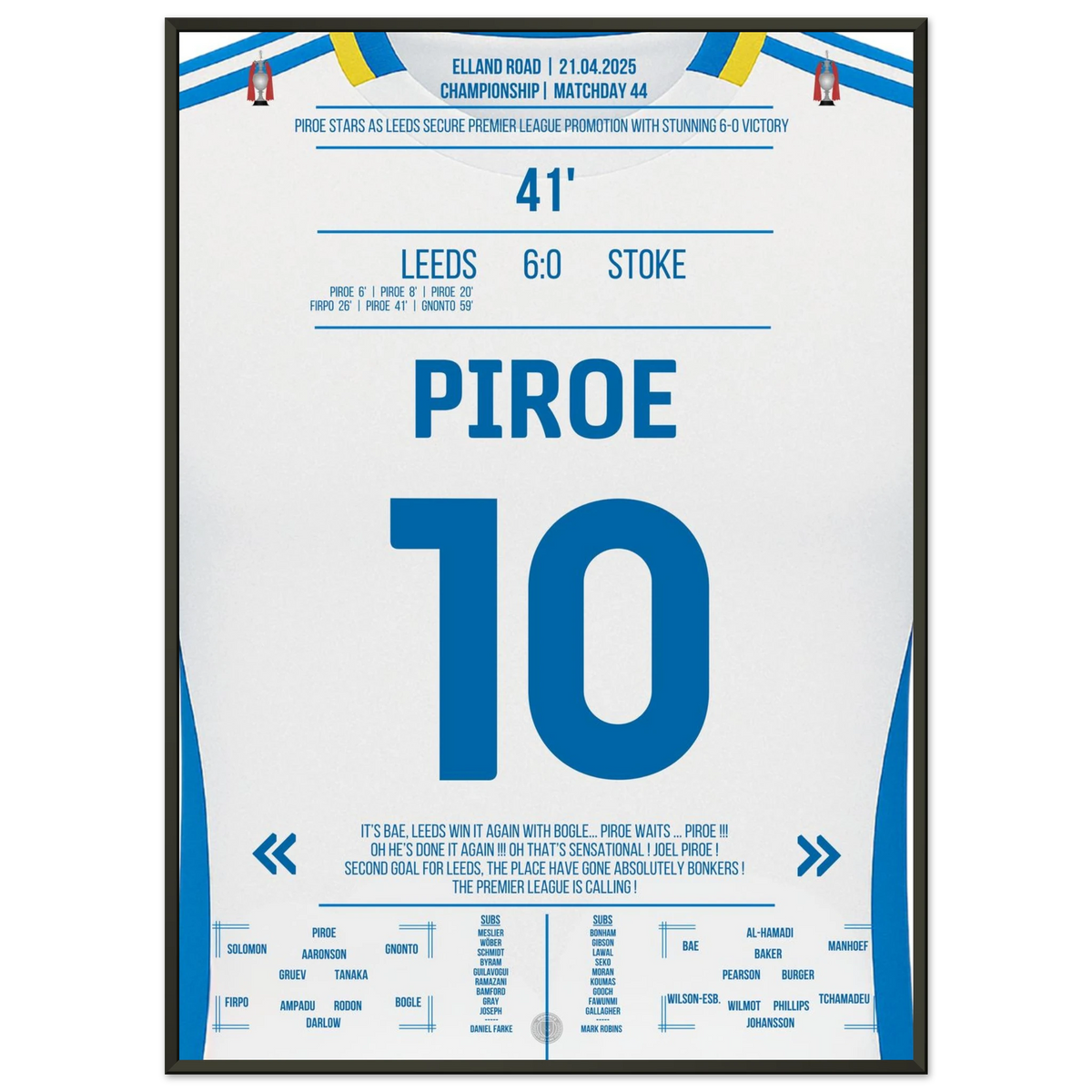 Piroe leads Leeds back to the Premier League with 4 goals!