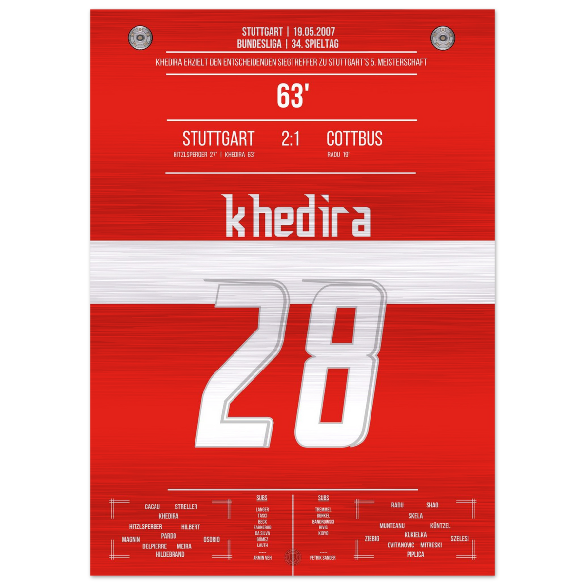 (Metal Print) Khedira köpft Stuttgart zur Meisterschaft 2007