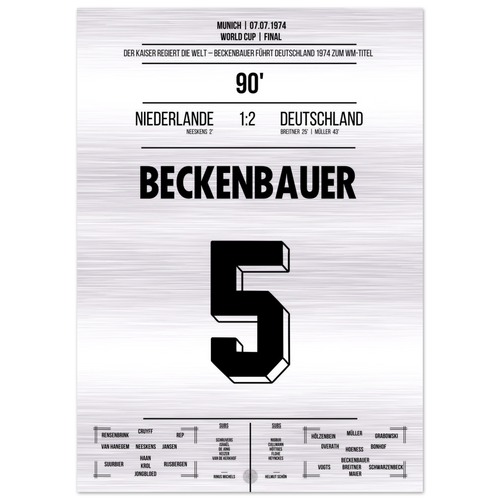 Beckenbauer führt Deutschland zum zweiten Weltmeistertitel in 1974 – Metal Edition