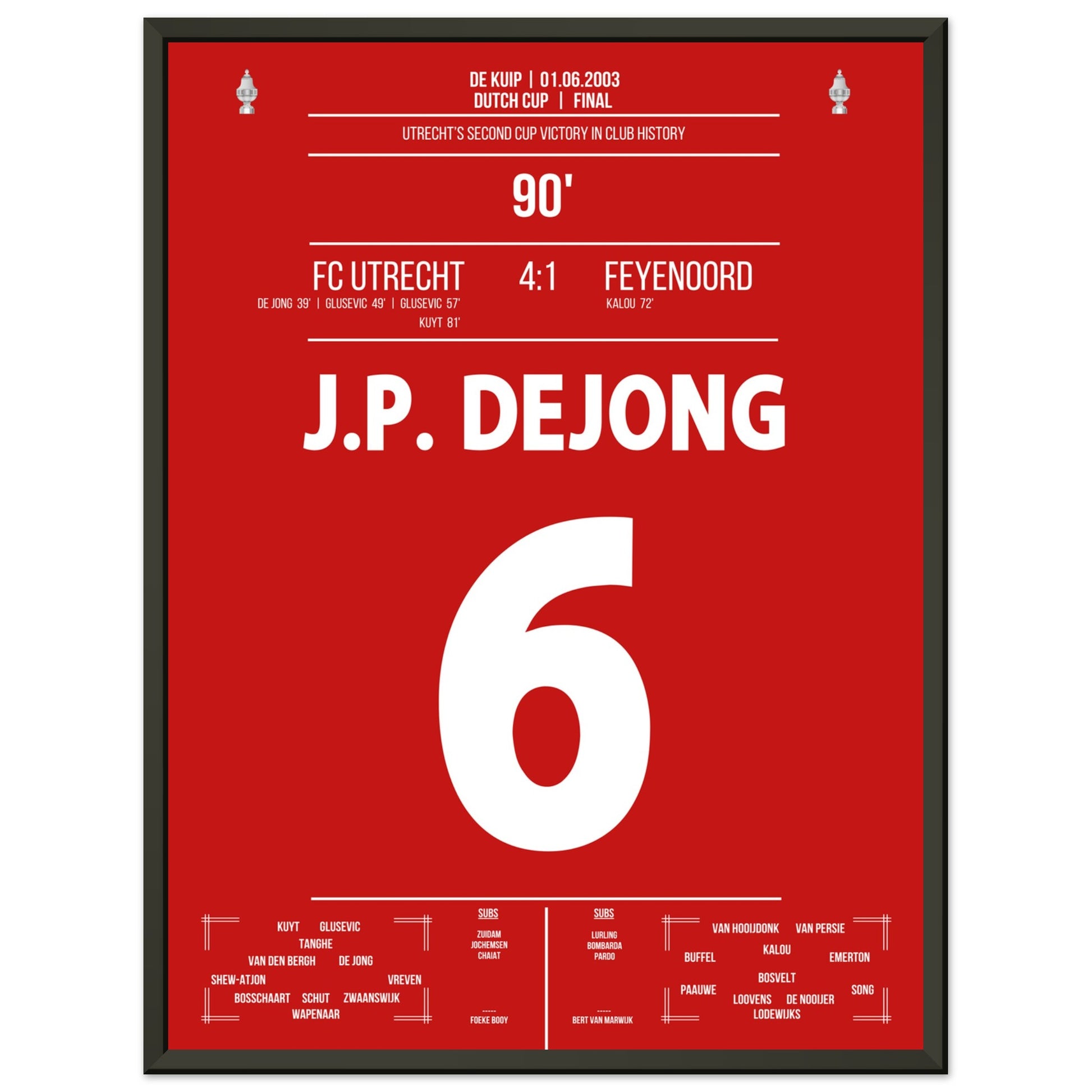 Utrecht gewinnt den zweiten Pokal der Vereinsgeschichte in 2003 45x60-cm-18x24-Schwarzer-Aluminiumrahmen