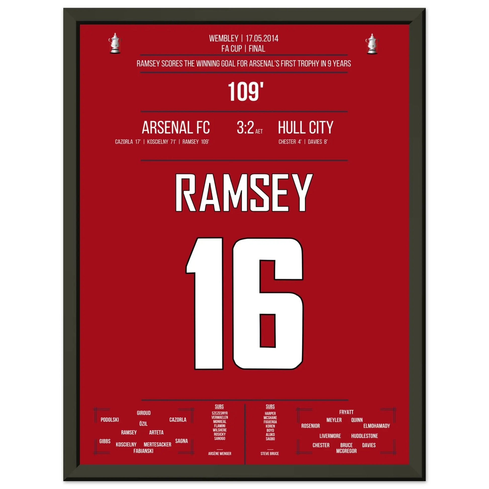 Arsenal's erster Titelgewinn nach 9 Jahren in 2014 30x40-cm-12x16-Schwarzer-Aluminiumrahmen