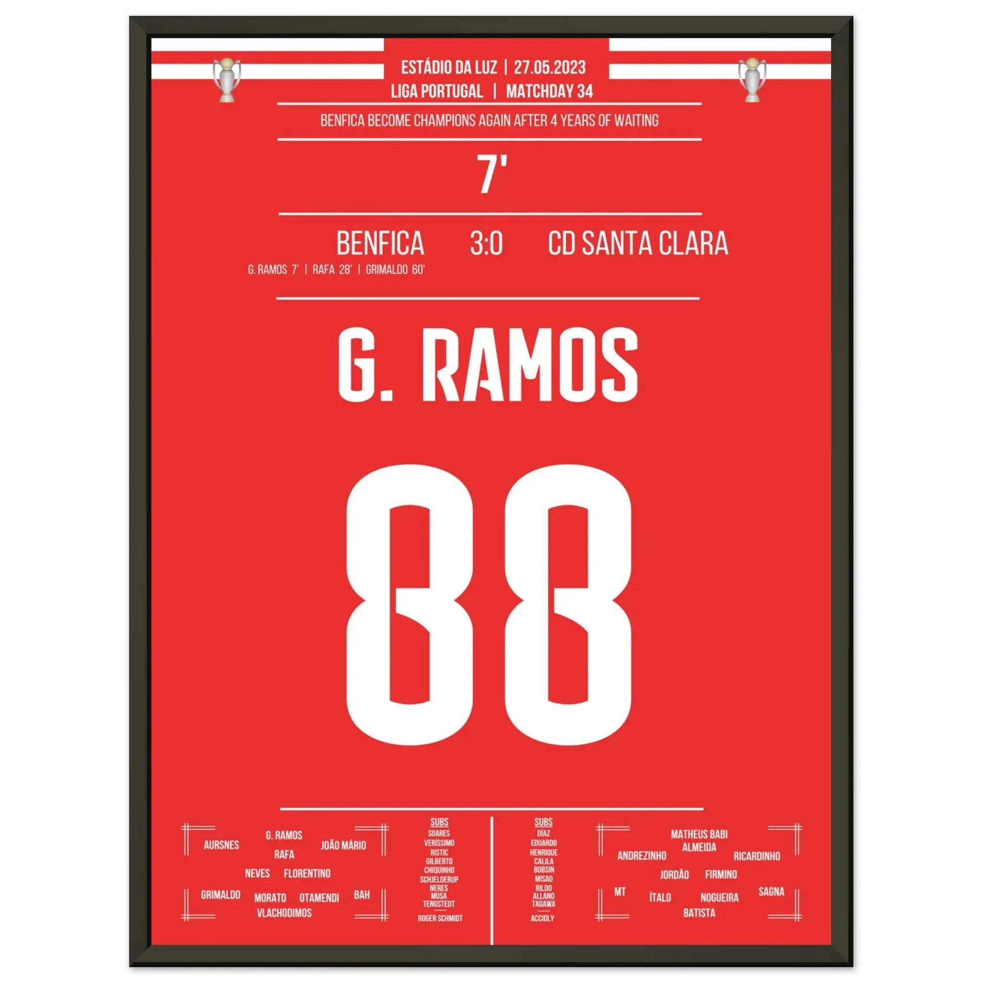 Benfica's erste Meisterschaft seit 2019 45x60-cm-18x24-Schwarzer-Aluminiumrahmen
