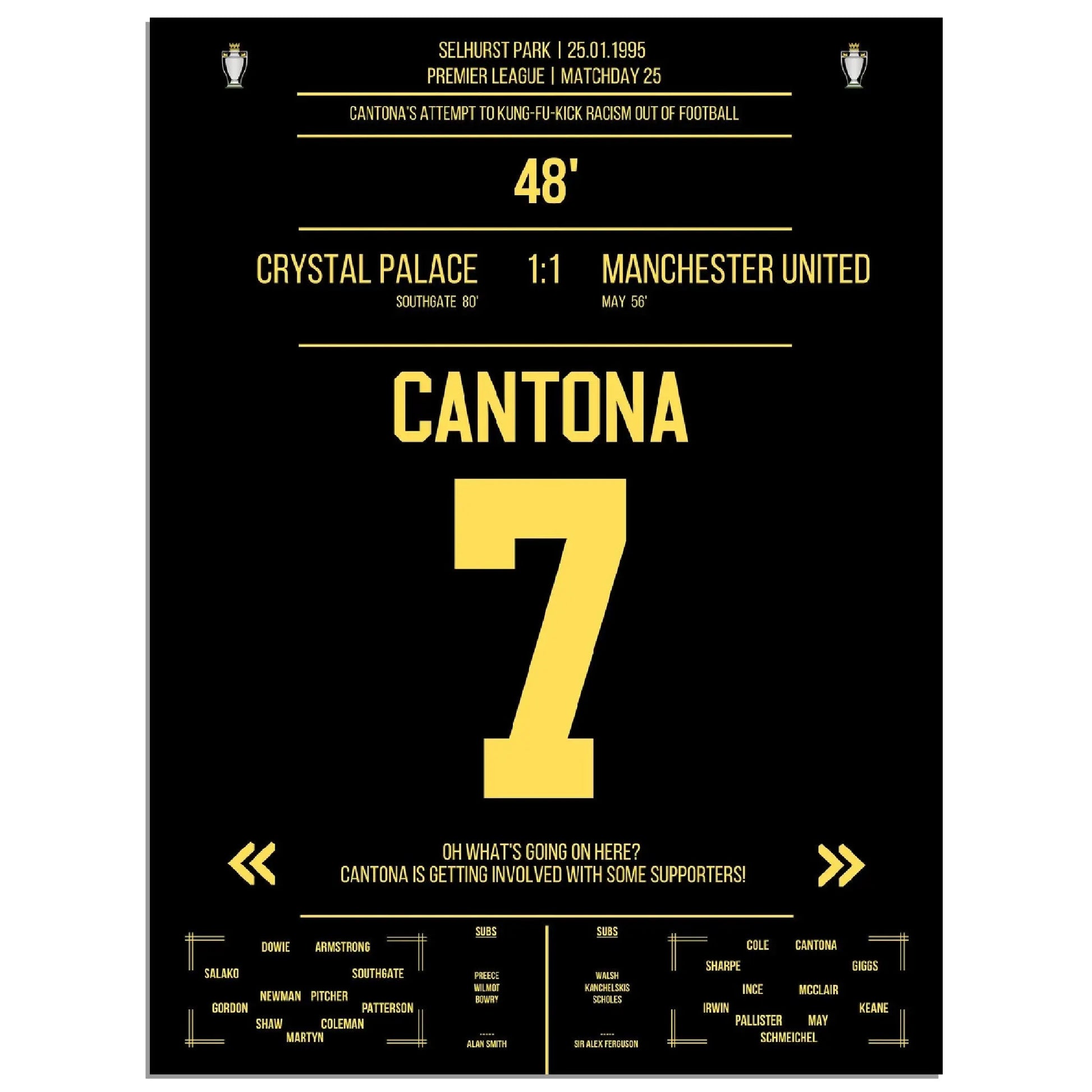 Cantona Kung Fu Tritt im Premier League Spiel ManU - Crystal Palace 1995 