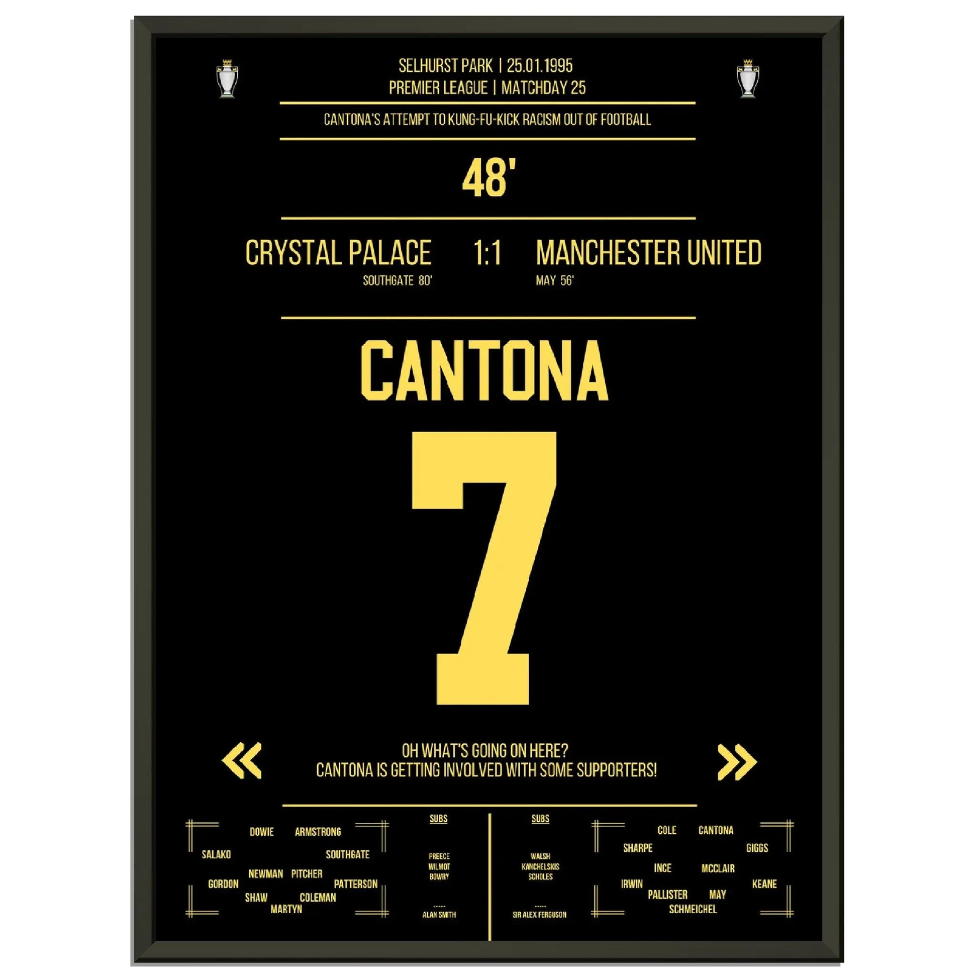 Cantona Kung Fu Tritt im Premier League Spiel ManU - Crystal Palace 1995 