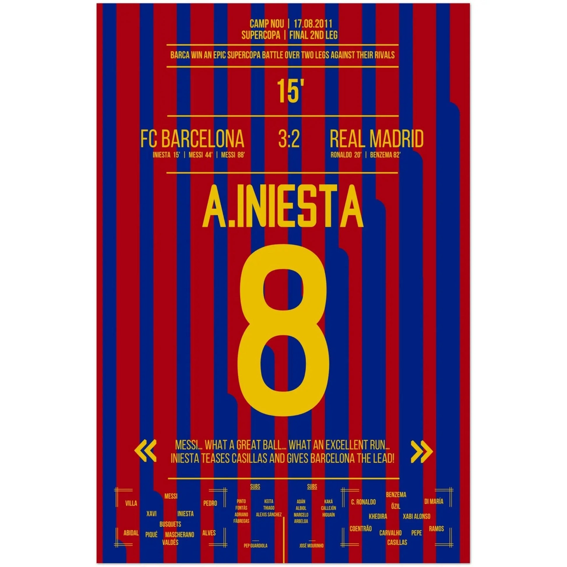 Iniesta's Tor bei Supercopa-Sieg in 2011 60x90-cm-24x36-Ohne-Rahmen